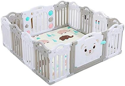NBgy Portable children's amusement park, child safety fence, indoor playpens, child safety fence, non-slip and durable, foldable and easy storage, lockable, gray (Color : 12+2)