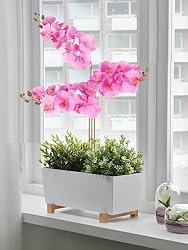 ICBOX 6 PCS Orchids Artificial Flowers Pink Fake