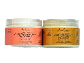 Amazon Com Shea Moisture Coconut Hibiscus Curl Enhancing Smoothie Organic Raw Shea Butter Deep Treatment Hair Masque Bundle Set Beauty