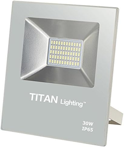Titan Lighting White Frameless 30W Led Flood Lights, 150W Halogen/CFL Replacement, 2550LM, 6000K Day Light, Waterproof, 120-277V, Instant on
