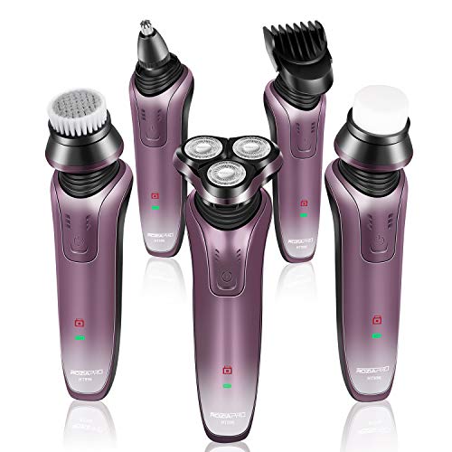Electric Razor for Men Rechargeable 5 in 1 Wet & Dry Rotary Shaver Hair Clipper Waterproof Electric Shaver Nose Hair Trimmer USB Fast Charging