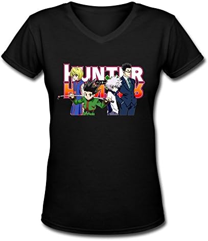 LENOJE Hunterxhunter Women's Fashion Cotton Short Sleeve Tshirts V-neck Black XXL