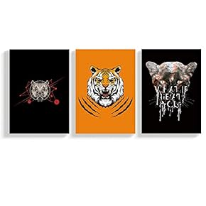 3 Panel Canvas Wall Art Black Color Block Canvas Prints Painting Wall Decor for Living Room Wooden Framed Home Decorations - 16"x24" x 3 Panels