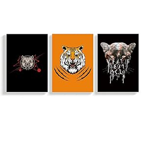 SIGNFORD 3 Panel Canvas Wall Art Black Color...