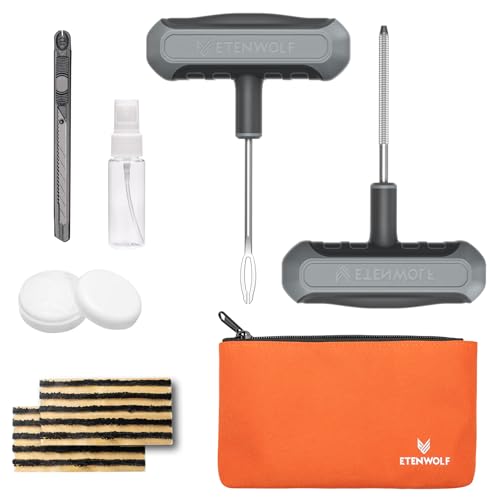 ETENWOLF Tyre Repair Kit, Tyre Repair Kit with Rubber Plug, Upgraded T-Handle, Portable Tyre Repair Kit for Car, SUV, Motorcycle, Electric Vehicle, Bicycles and More (16)