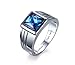 VNOX Personlized Mens Stainless Steel Blue Square CZ Cubic Zirconia Ring for Wedding Band Engagement Anniversary