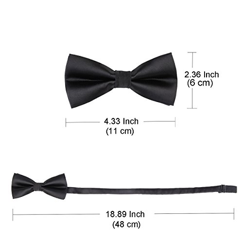 Wheebo Men's Tuxedo Bowtie Adjustable Solid Color Satin Bow Tie (Black)