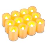 Kohree Timer Votive Flameless Candles, Unscented Battery Operated Candles, 6-Hours-Cycle Timer, Set of 12 LED Pillar Candles