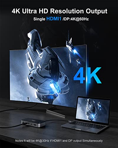 Selore&S-Global Selore USB C Laptop Docking Station 3 Monitors with Dual 4K HDMI+DP+VGA+PD+USB Port+Ethernet+SD/TF Slot+Audio Compatible for Macbook Windows