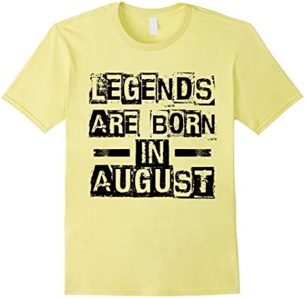 Mens Legends Are Born In August T-shirt Distressed in Frames Medium Lemon