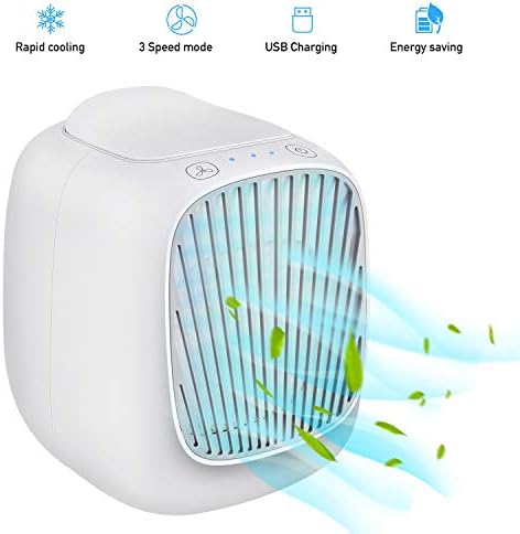 Hisome Air Cooler Fan, Mini Air Conditioner Portable, Touch Control 3 Fan Speeds USB Powered Personal Space Air Condition Cooler Desktop Mobile Air Conditioning Fan For Home Office Outdoor
