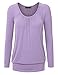 Made By Johnny Women's Solid/Tie Dye Long Sleeve Front and Back Shirring Raglan Top - Made in USA