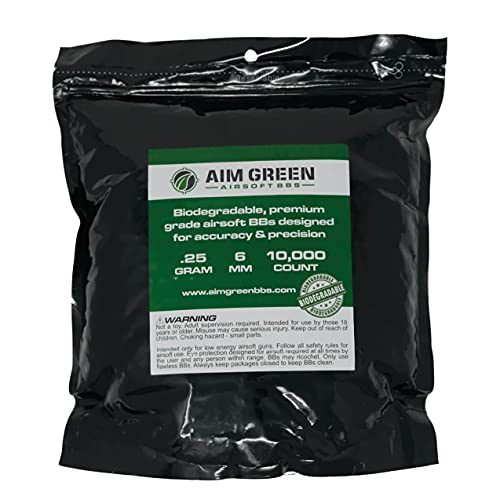 Aim green airsoft bbs biodegradable .25g pellets 6 mm 10,000