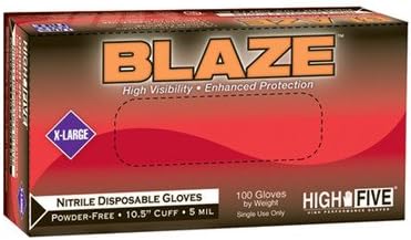 High Five Blaze 10.5" Nitrile Exam Gloves 1000 Count Case Size: Medium