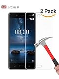 [ 2 Pack ] NEWELL For Nokia 8 Screen Protector [0.26mm, 2.5D] [Bubble-Free] [9H Hardness] [Easy Installation] [HD Clear] with Lifetime Replacement Warranty