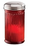 Miles Kimball Red Glass Sugar Dispenser
