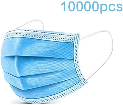 Kekebag 10000 pcs Disposable Face Masks 3-Layer Medical Safety Surgical Dustproof Facial Protective Cover Masks