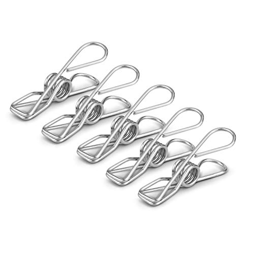Balffor 100 Small Stainless Steel Clothespins & Clothespin Bag Metal