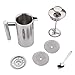 AmoVee French Press Coffee Maker Tea Maker, 304 Stainless Steel Double Insulation, with Espresso Spoon and Bonus Screen (350ML, 12 oz)