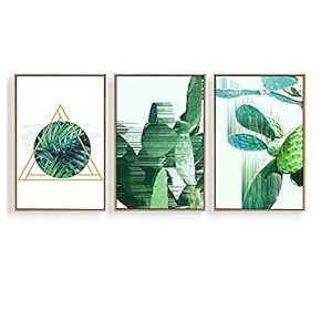 for Living Room Bedroom Green Plants Framed for x3 Panels