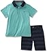 Calvin Klein Toddler Boys Boys 2 Pieces Polo Short Set, Green, 3T