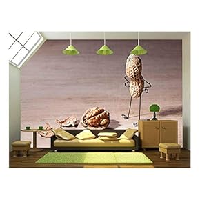 Miniature with Peanut Man and Walnut Brain - Removable Wall Mural | Self-Adhesive Large Wallpaper - 66x96 inches