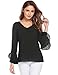 SummerRio Women's Long Sleeve V Neck Bell Sleeve Dressy Blouse Tops