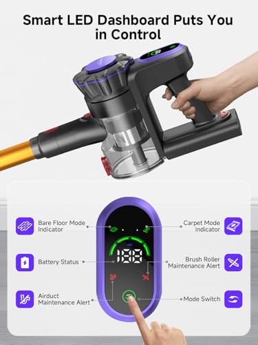 MONSGA Cordless Vacuum Cleaner, 45KPa Stick Vacuum for Home, 50Mins Anti-Tangled Vacuum Cleaner with Charging Dock, Light-Weighted Handheld Vacuum for Pet Hair/Carpet/Floor, MV3