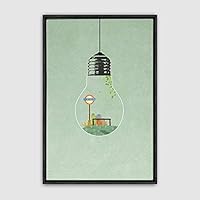 Framed Canvas Wall Art Bottle and Bulb Canvas Prints Home Artwork Decoration for Living Room,Bedroom - 16x24 inches