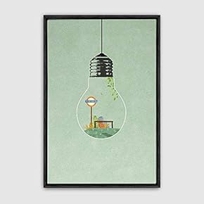 Framed Canvas Wall Art Bottle and Bulb Canvas Prints Home Artwork Decoration for Living Room,Bedroom - 16x24 inches