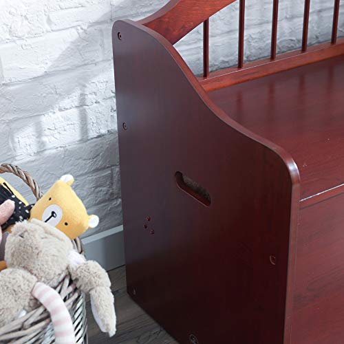 KidKraft Limited Edition Wooden Toy Box and Bench with Handles and Safety Hinges Cherry, Gift