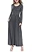 DKBAYA Women Casual Long Sleeves Soft Jersey Maxi Long Dress with Pocket Gray XL