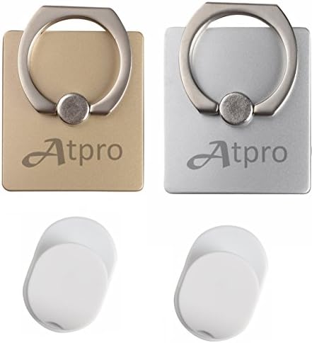 2Pcs Universal Smartphone Metal Phone Ring Holder Ring Kickstand Finger Loop Detachable Mobile Stand Holder (Gold/Silver)