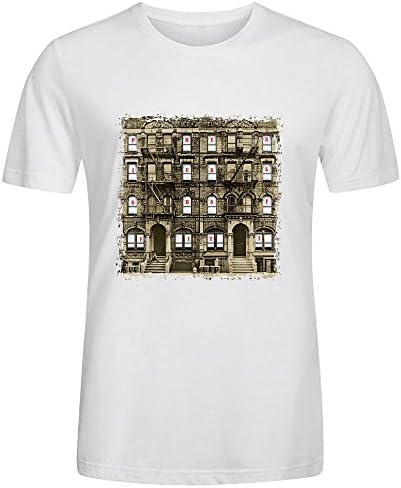 Qirong Led Zeppelin Physical Graffiti Round Neck T Shirt for Mens White
