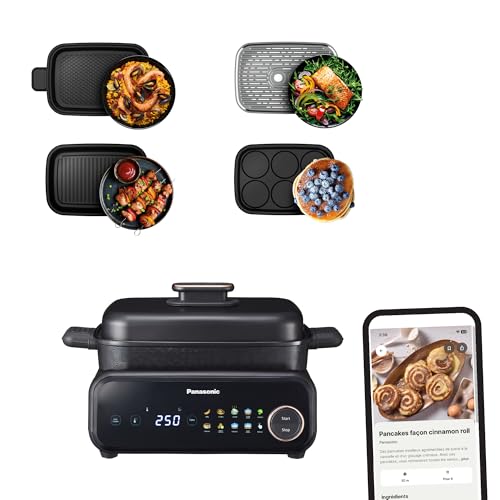 Panasonic NF-GM400KXE 4-in-1 Electric Multi Cooker, 1400W, 40-250°C, 9 Automatic Programmes, 4 Accessories, Smoke Squeegee, Dishwasher Safe, 2.5 m Cable, Black