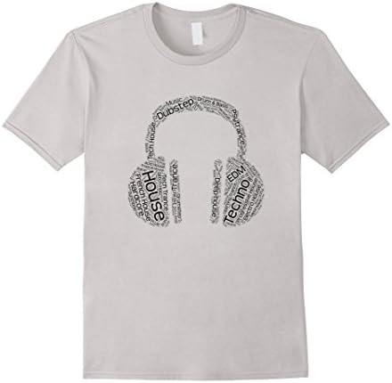 Men's Headphones Electronic Dance T-Shirt (Rave, EDM, Trance, etc) Small Silver