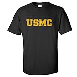 USMC Athletic Gold Adult T-shirt in Black - Large