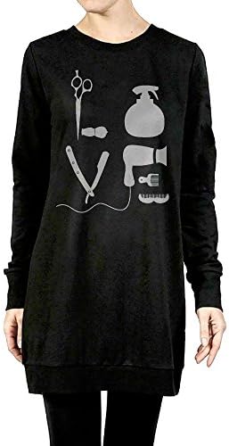 Womens Girls BARBER SALON HAIRDRESSER LOVE Long Sleeve Shirt Sweater Longshirt X-Large