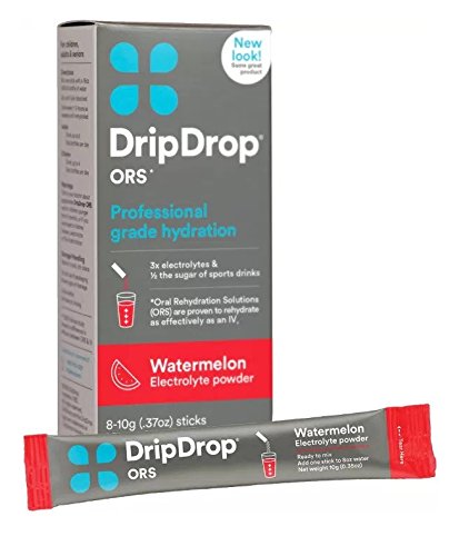 DripDrop ORS Hydration Powder, Watermelon, 8 Powder Sticks Per Box (2 Pack)