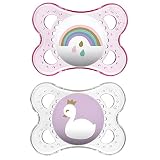 MAM Pacifiers, Baby Pacifier 0-6 Months, Best Pacifier for Breastfed Babies, 'Clear' Design Collection, Girl, 2-Count