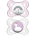 MAM Pacifiers, Baby Pacifier 0-6 Months, Best Pacifier for Breastfed Babies, 'Clear' Design Collection, Girl, 2-Count primary
