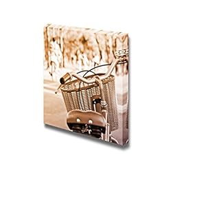 Canvas Prints Wall Art - Retro Style Bicycle in The Park | Modern Wall Decor/Home Art Gallery Wraps Giclee Print & Wood Framed. Ready to Hang - 12" x 12"