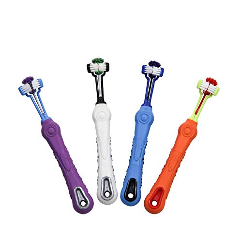 2 Pack Dog Cat Toothbrush Three Sided Pet Toothbrush Dog Brush Addition Bad Breath Tartar Teeth Care Dog Cat Cleaning Mouth