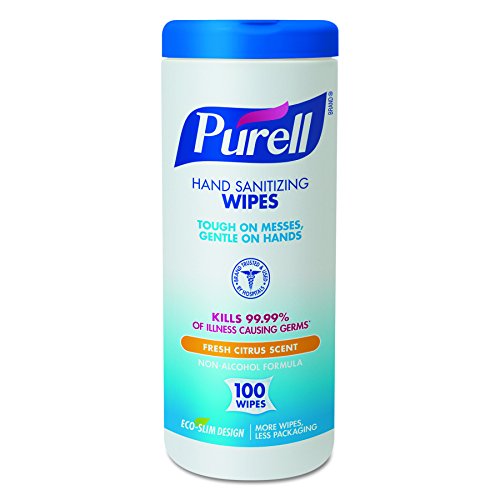 PURELL 9111-12 Sanitizing Wipes, 100 Count Canister (Case of 12)