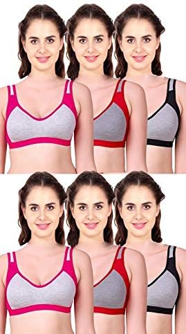 Style Stock Women's Cotton Seamless Gym Workout Sports Bra (Multicolour, 40) -Combo Pack of 6