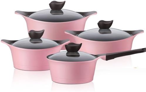 Neoflam 調理器具セット イラエコロンコーティングポット ソースパン 1個 キャセロール ガラス蓋付き ピンクカラー