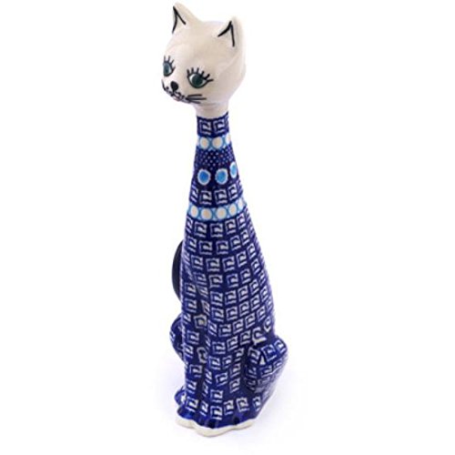 Click Here to See More Images Ceramika Bona H7148G Polish Pottery Ceramic Cat Figurine Hand Painted, 13-Inch