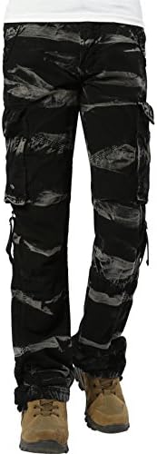 Women's Casual Cargo Pants Military Army Styles Cotton Trousers CamoBlack XXL