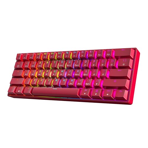 HK GAMING GK61 60% v3 | Hotswap Mechanical Gaming Keyboard | 61 Keys Multi Color RGB LED Backlit for PC/Mac Gamer | US Layout (Red, Mechanical Speed Silver)