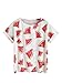 SheIn Women's Watermelon Print Ripped Rolled Short Sleeve T-Shirt Small White
